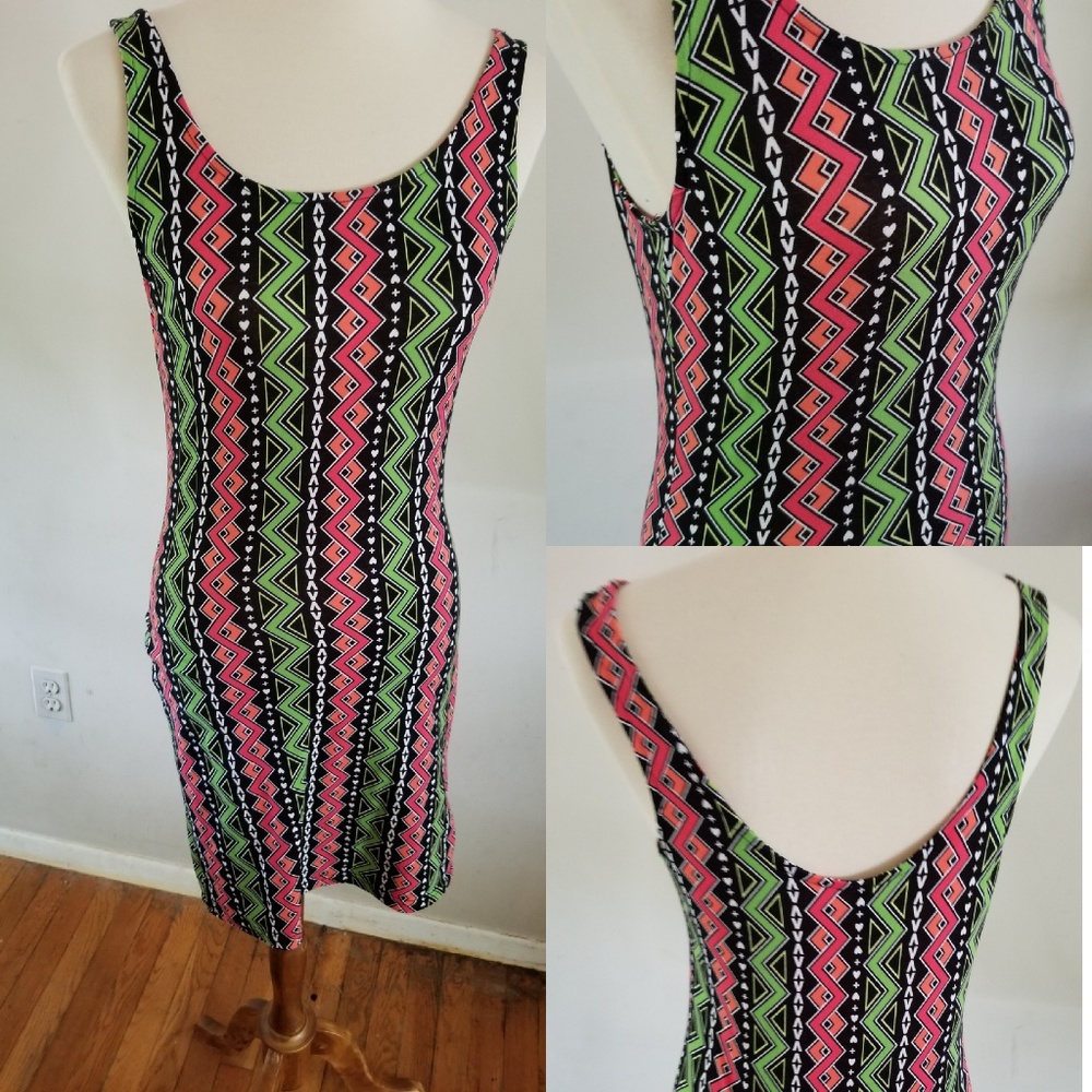 NWOT Colorful Print Bodycon Tank Dress
